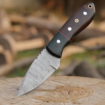 H.M Knives Damascus Steel Hunting Knife with Sheath