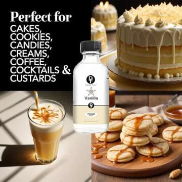 Dolce Flav Vanilla Extract - 2 Ounce Water-Soluble Multipurpose Flavoring Ideal for Baked Goods, Beverages, Coffee, Desserts & Ice Cream - Perfect Kitchen Gift for Holidays