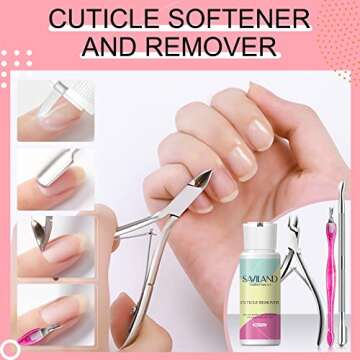 SAVILAND Cuticle Remover Kit Professional Nail Care Manicure Kit - 2.03 OZ Cuticle Remover Liquid Cr...