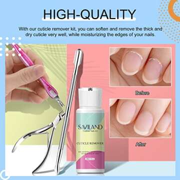 SAVILAND Cuticle Remover Kit Professional Nail Care Manicure Kit - 2.03 OZ Cuticle Remover Liquid Cream with Cuticle Trimmer, Cuticle Nipper and Cuticle Pusher, Christmas Gifts for Women