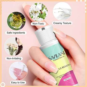 SAVILAND Cuticle Remover Kit Professional Nail Care Manicure Kit - 2.03 OZ Cuticle Remover Liquid Cream with Cuticle Trimmer, Cuticle Nipper and Cuticle Pusher, Christmas Gifts for Women