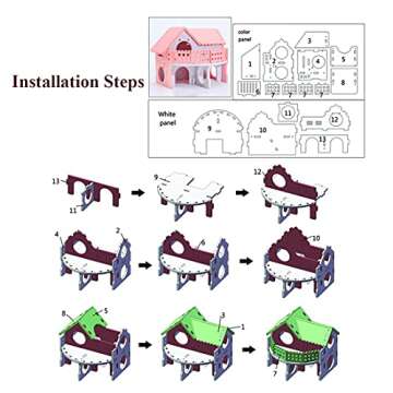 Hamiledyi Wooden Hamster House,Assemble Ecological Wood Small Animal Hideout Hut Deluxe Double Deck Villa Slide Exercise Toys for Syria Hamster Mouse Rat Gerbil