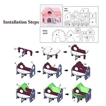 Hamiledyi Wooden Hamster House,Assemble Ecological Wood Small Animal Hideout Hut Deluxe Double Deck Villa Slide Exercise Toys for Syria Hamster Mouse Rat Gerbil