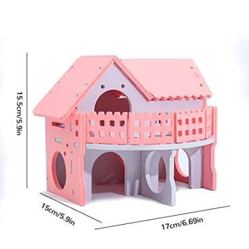 Hamiledyi Wooden Hamster House,Assemble Ecological Wood Small Animal Hideout Hut Deluxe Double Deck Villa Slide Exercise Toys for Syria Hamster Mouse Rat Gerbil