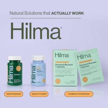 Hilma Natural Tension Headache Relief, Supplements with Magnesium, Boswellia and Feverfew, 50 Vegan Capsules