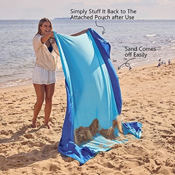 WEKAPO Beach Blanket Sandproof Extra Large Lightweight Durable