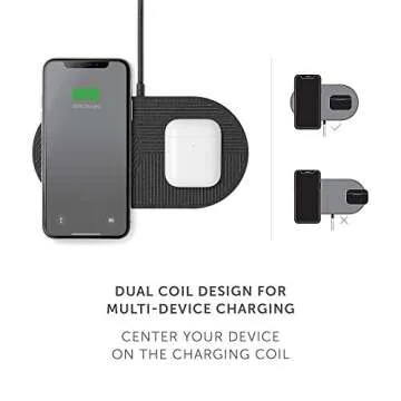 NATIVE UNION Drop XL Wireless Charger – 10W Multi-Device Fast Charging Pad Compatible with iPhone & Qi Compatible Devices(Adapter for US, China and Australia Included)