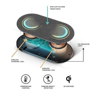 NATIVE UNION Drop XL Wireless Charger – 10W Multi-Device Fast Charging Pad Compatible with iPhone & Qi Compatible Devices(Adapter for US, China and Australia Included)