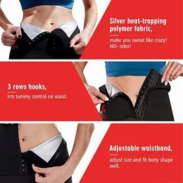 KUMAYES Sauna Leggings for Women Sweat Pants High Waist Compression Slimming Hot Thermo Workout Training Capris Body Shaper (Black, Large)