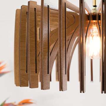 FAT UMBRELLA Handcrafted Mid Century Modern Wood Pendant Light