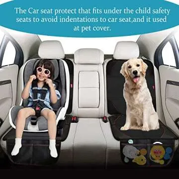 MORROLS Car Seat Protector, 2 Pack Carseat Protector with Thick Padding, Baby/Pets for Child Car Seat-Mesh Pockets-Waterproof-Universal Size(Black)