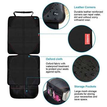 MORROLS Car Seat Protector, 2 Pack Carseat Protector with Thick Padding, Baby/Pets for Child Car Seat-Mesh Pockets-Waterproof-Universal Size(Black)