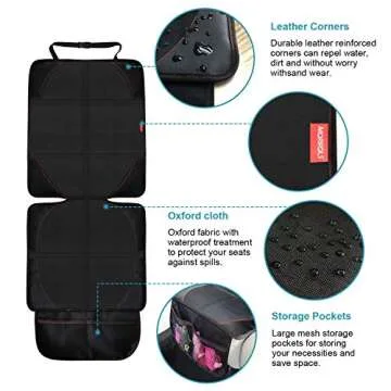 MORROLS Car Seat Protector, 2 Pack Carseat Protector with Thick Padding, Baby/Pets for Child Car Seat-Mesh Pockets-Waterproof-Universal Size(Black)