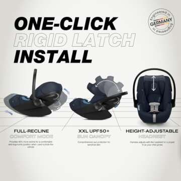 Cybex Cloud G Comfort Extend Infant Car Seat with Anti-Rebound Base, Linear Side Impact Protection, Latch Install, Ergonomic Full Recline, Extended Leg Rest, Ocean Blue