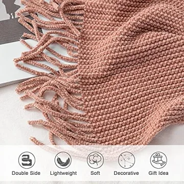 Soft Boho Chenille Knit Throw Blanket for Cozy Home Decor