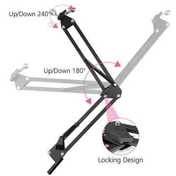 Overhead Phone Mount Stand ChromLives Phone Video Stand Articulating Arm Phone Mount Table Top with Base Adjustable 360° Cell Phone Tablet Holder Mount Desktop Compatible with Phones, Tablets, iPad