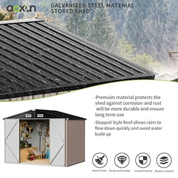 Aoxun Waterproof Metal Storage Shed for Outdoor Use