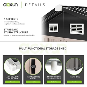 Aoxun Waterproof Metal Storage Shed for Outdoor Use