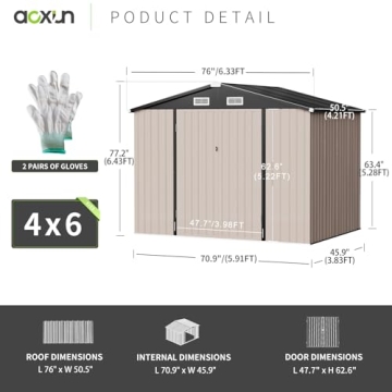 Aoxun Waterproof Metal Storage Shed for Outdoor Use