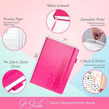 GoGirl Salon Appointment Book – Reservation Book for Beauty Salons, Spas, Hair Stylists, Esthetici...