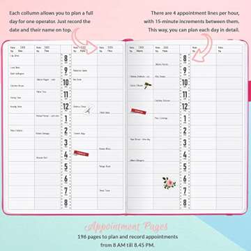 GoGirl Salon Appointment Book – Reservation Book for Beauty Salons, Spas, Hair Stylists, Estheticians – Appt Booking Planner, 7x10″ (Hot Pink)