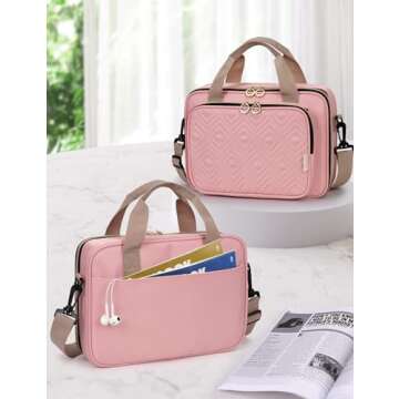 Heouvo Bible Cover Case for Women 【w/6 Highlighters & Tabs】 Large Bible Bag, Bible Study Supplies Bible Journaling Kit Book Carrying Case, Mothers Day Christian Gifts (Pink)