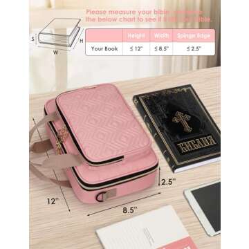 Heouvo Bible Cover Case for Women 【w/6 Highlighters & Tabs】 Large Bible Bag, Bible Study Supplies Bible Journaling Kit Book Carrying Case, Mothers Day Christian Gifts (Pink)