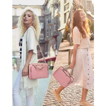 Heouvo Bible Cover Case for Women 【w/6 Highlighters & Tabs】 Large Bible Bag, Bible Study Supplies Bible Journaling Kit Book Carrying Case, Mothers Day Christian Gifts (Pink)