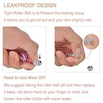 PrettyCare 10 ml Essential Oil Roller Bottles - 12 Pack