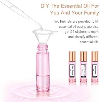 PrettyCare 10 ml Essential Oil Roller Bottles - 12 Pack