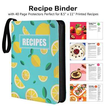 Recipe Book Binder with 40 Plastic Page Protectors, Perfect for 8.5" x 11" Printed Recipes, Recipe Book Collectors Album with Dividers (Lemon Green)