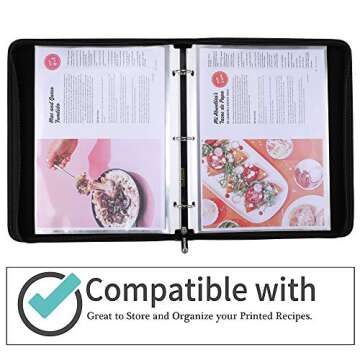 Recipe Book Binder with 40 Plastic Page Protectors, Perfect for 8.5" x 11" Printed Recipes, Recipe Book Collectors Album with Dividers (Lemon Green)