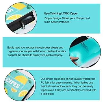 Recipe Book Binder with 40 Plastic Page Protectors, Perfect for 8.5" x 11" Printed Recipes, Recipe Book Collectors Album with Dividers (Lemon Green)