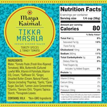 Maya Kaimal Tikka Masala Sauce - Vegetarian, Gluten Free India Simmer Sauce 12.5 oz