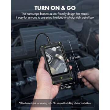 Anykit Borescope Inspection Camera with 4.3” HD Screen – Waterproof Industrial Snake Camera for ...
