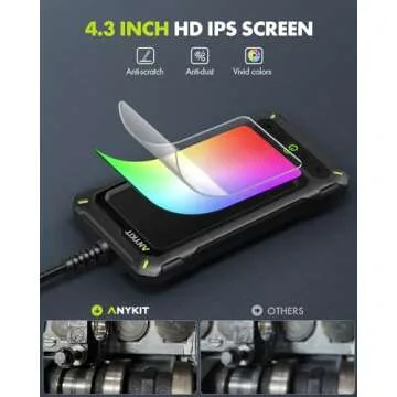 Anykit Borescope Inspection Camera - 4.3” HD Waterproof Snake Camera