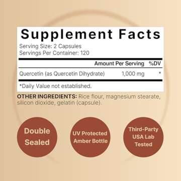 NatureBell Quercetin 1000mg Per Serving | 240 Capsules, Ultra Strength Quercetin Supplement | Biofla...