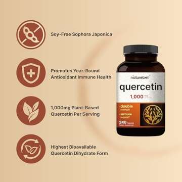 NatureBell Quercetin 1000mg Per Serving | 240 Capsules, Ultra Strength Quercetin Supplement | Bioflavonoids for Healthy Immune Support, Third Party Tested, Non-GMO & No Gluten