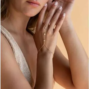 DEARMAY Dainty Gold Hand Chain Bracelet for Women