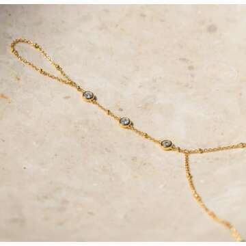 DEARMAY Dainty Gold Hand Chain Bracelet for Women