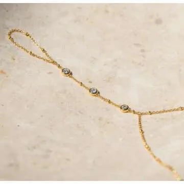 DEARMAY Dainty Gold Hand Chain Bracelet for Women