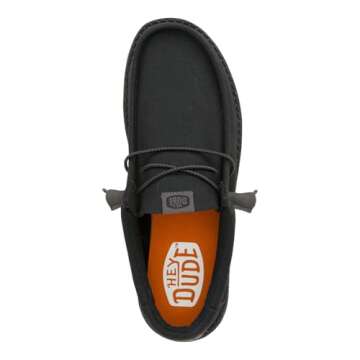 HEYDUDE Wally Canvas Mono Black/Clay: Comfortable Slip-On Loafers for Men