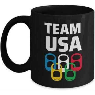 Team USA Beer Can Tabs Olympic Ring Mug - 11oz Black Acrylic Drink Holder