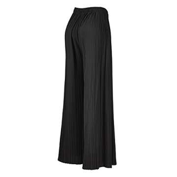 Made By Johnny MBJ WB1484 Womens Pleated Wide Leg Palazzo Pants with Drawstring OneSize Black