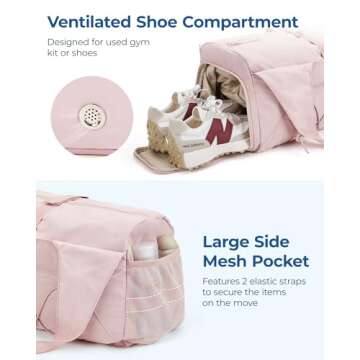 BAGSMART Gym Bag for Women, Lightweight Duffel Bag with Shoe Compartment, Weekender Bags with Wet Po...