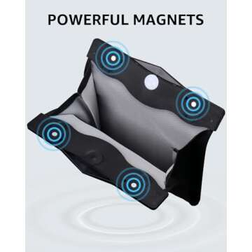 Motrobe 2025 Upgrade Tesla Model Y 2020-2025 Trash Can Garbage Bag Garbage Bin [Magnetic Buckle] [Waterproof] with LED Light Faux Leather Model Y Interior Accessories, 2.5 gallons