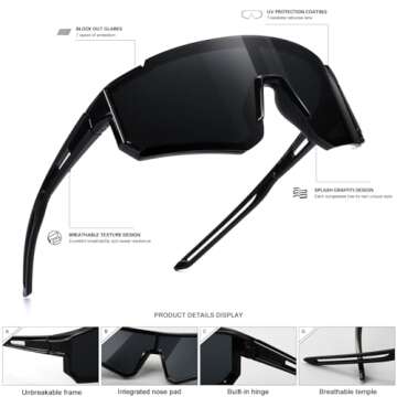 SEKKAF Youth Baseball Sunglasses for Boys Girls Age 6-12 Softball Cycling Sports Sunglasses for Kids Lightweight Frame