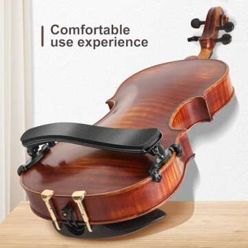 Violin Shoulder Rest for 4/4-3/4 Violins, Ergonomic Violin Chin Rest, Collapsible and Height Adjustable Feet, Lightweight and Easy to Install, Comfortable for Violin Practice and Performance