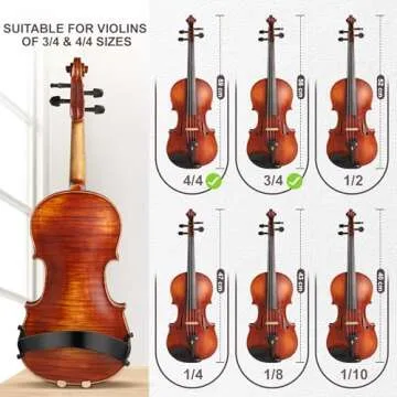 Violin Shoulder Rest for 4/4-3/4 Violins, Ergonomic Violin Chin Rest, Collapsible and Height Adjustable Feet, Lightweight and Easy to Install, Comfortable for Violin Practice and Performance