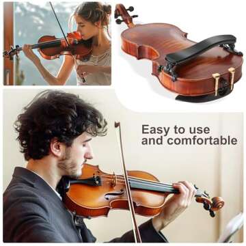 Violin Shoulder Rest for 4/4-3/4 Violins, Ergonomic Violin Chin Rest, Collapsible and Height Adjustable Feet, Lightweight and Easy to Install, Comfortable for Violin Practice and Performance